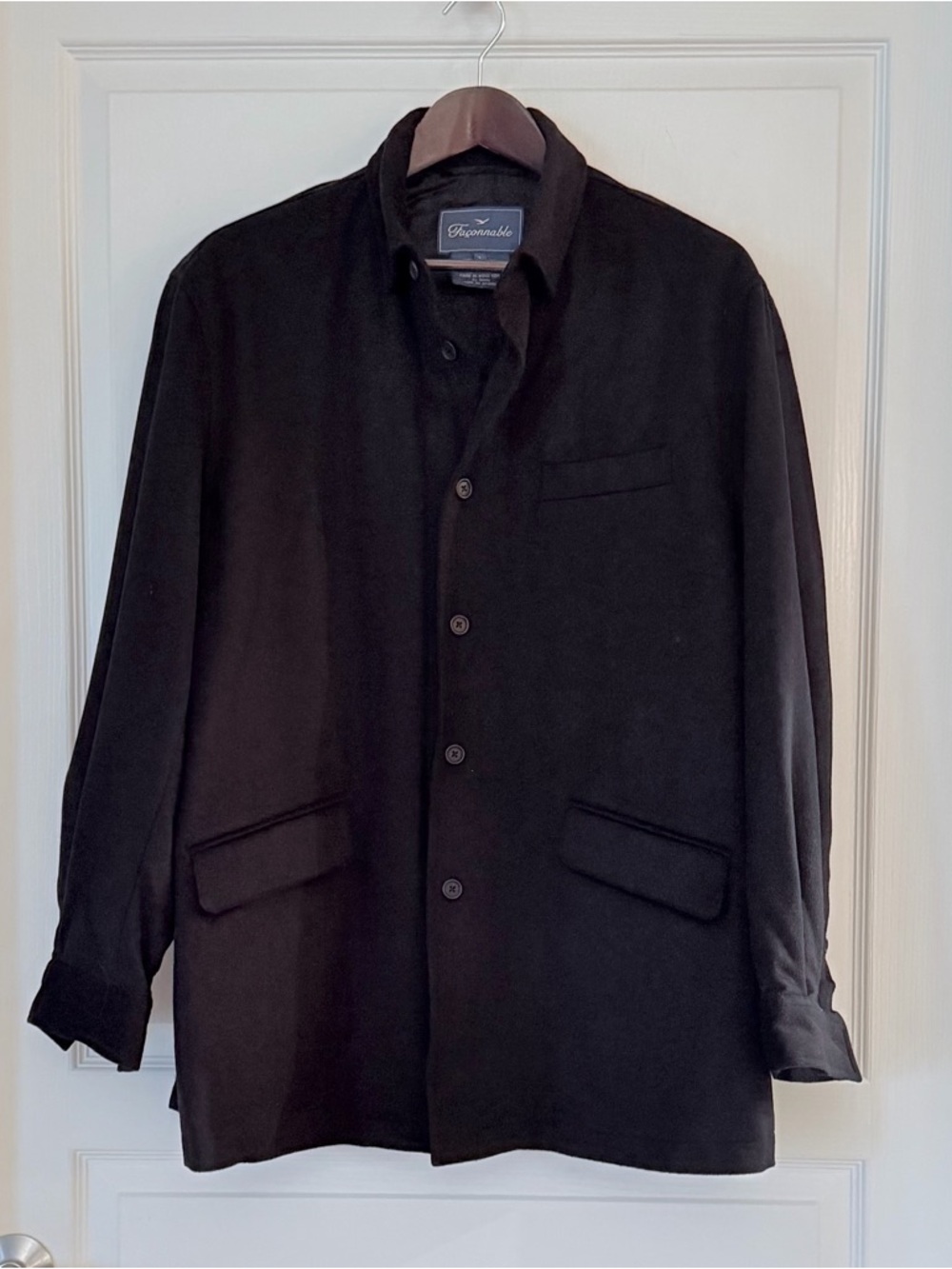 Faconnable Black Wool Shirt Jacket